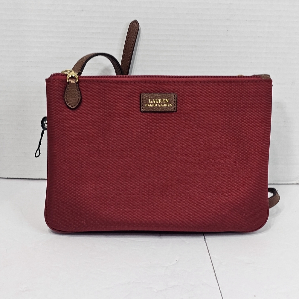 Lauren Ralph Lauren Plain Red Zip Crossbody Clutch Bag Case Pouch - Picture 1 of 14